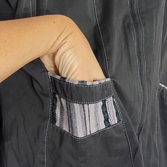 Conviction Black Grey Cotton Blend Lightweight Full Zip Up Casual Jacket Medium - Picture 8 of 16